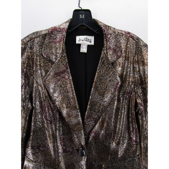 Joseph Ribkoff Jacket 6 Blazer Coat Snake Skin Career Shiny 1 Button - Picture 2 of 10